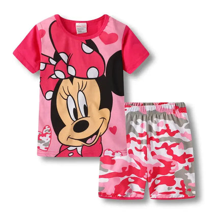 Summer Kids Pyjamas Children Sleepwear Baby Set Elsa Girls Minnie Short sleeved Pijamas Cotton Nightwear Clothes Pajamas Sets Trikidsworld