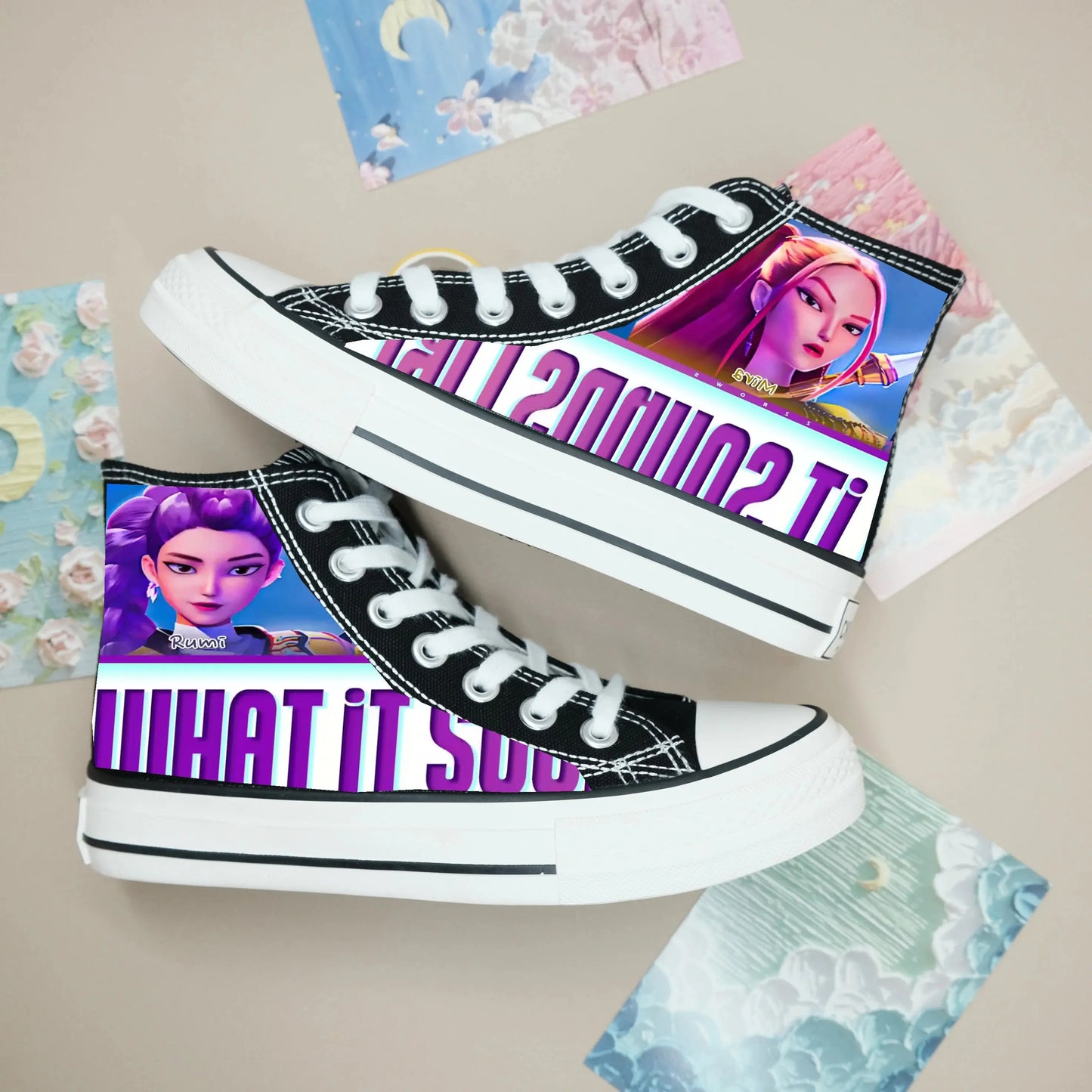 New cartoon women girls KPop Demon Hunters Canvas Shoes  soft sports shoes for girlfriend gift EU size 35-44 Trikidsworld