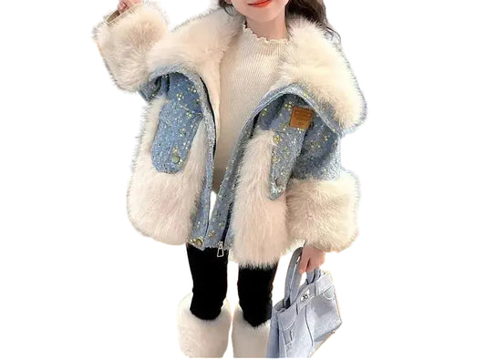 2025 New Winter Jacket Kids Girl Parkas Warm Faux Fur Coat For Girls Children Sequin Winter Clothes Soft Party Baby Girl Coats Trikidsworld