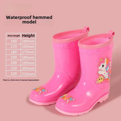 Children's Rain Boots Anti-Slip Fleece Lined Waterproof Unisex Detachable Booties for Kindergarten Baby Shoes Trikidsworld