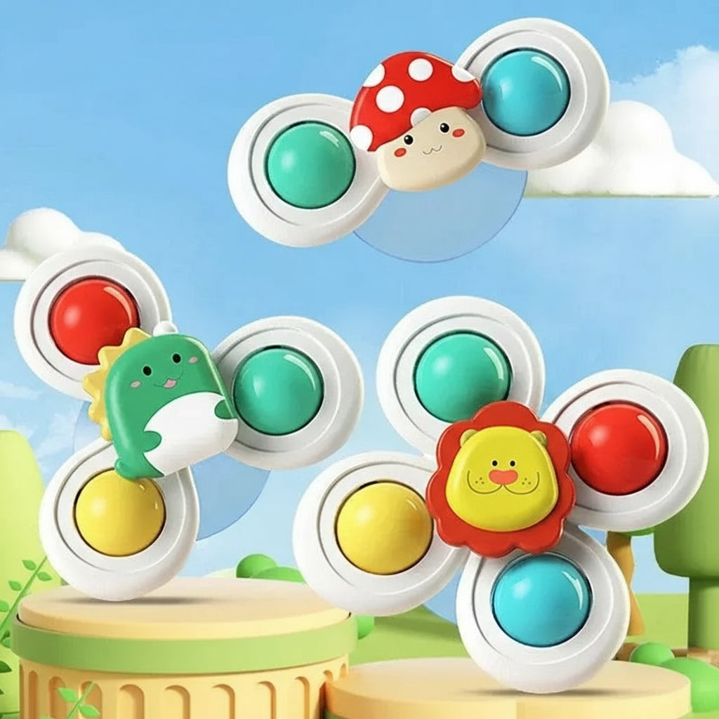 3PCS Suction Cup Spinner Toy Baby Bath Funny Game Educational Toys For Children Girls Boys Infant Sensory Stress Reliever Gift Trikidsworld