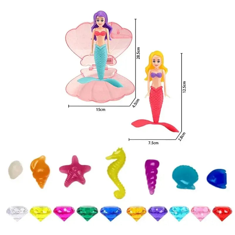 New Mermaid Dive Toys Mermaid with shell Bath Toys Colorful Mermaid Pool Toys Swimming Pool Game for Toddlers Boys Girls Teens Trikidsworld