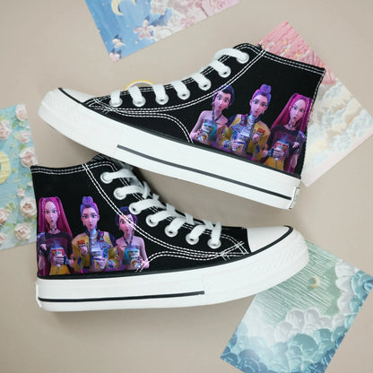 New cartoon women girls KPop Demon Hunters Canvas Shoes  soft sports shoes for girlfriend gift EU size 35-44 Trikidsworld