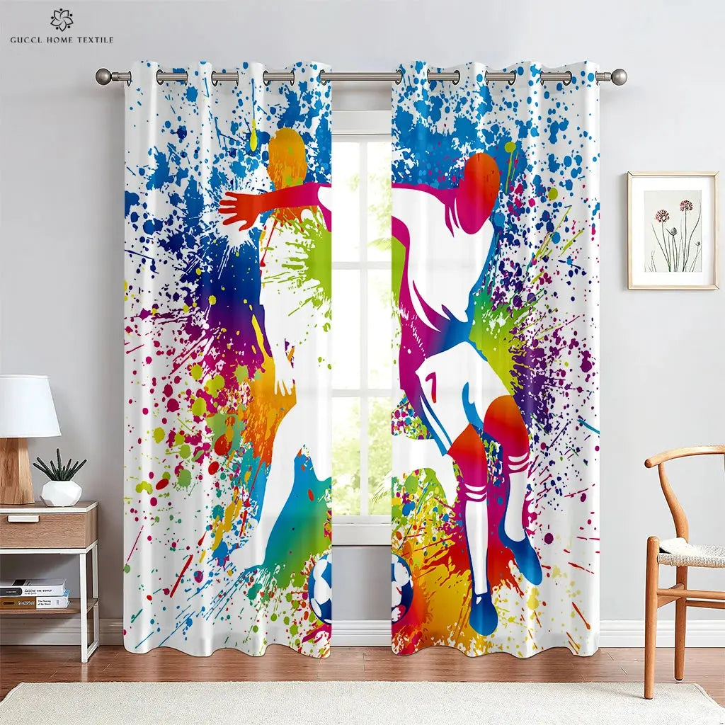 Custom Football Print Curtains for Kids Room and Living Room Trikidsworld