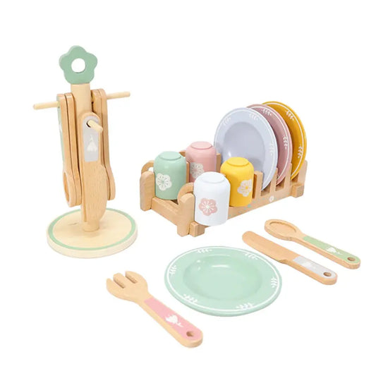 Wooden Kitchen and Tableware Playset for Kids Trikidsworld
