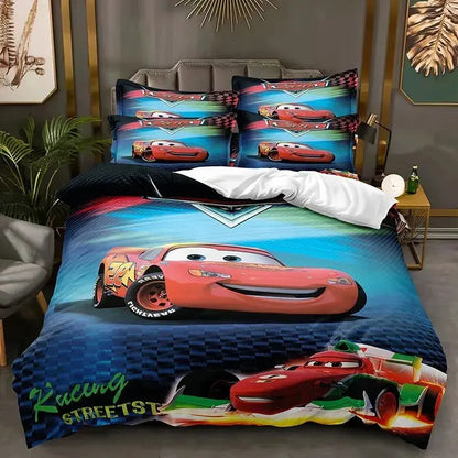 Cartoon Cars Bedding Set Lightning McQueen Duvet Cover Boy's Bedclothes Bed Linen Gift for Kids Trikidsworld