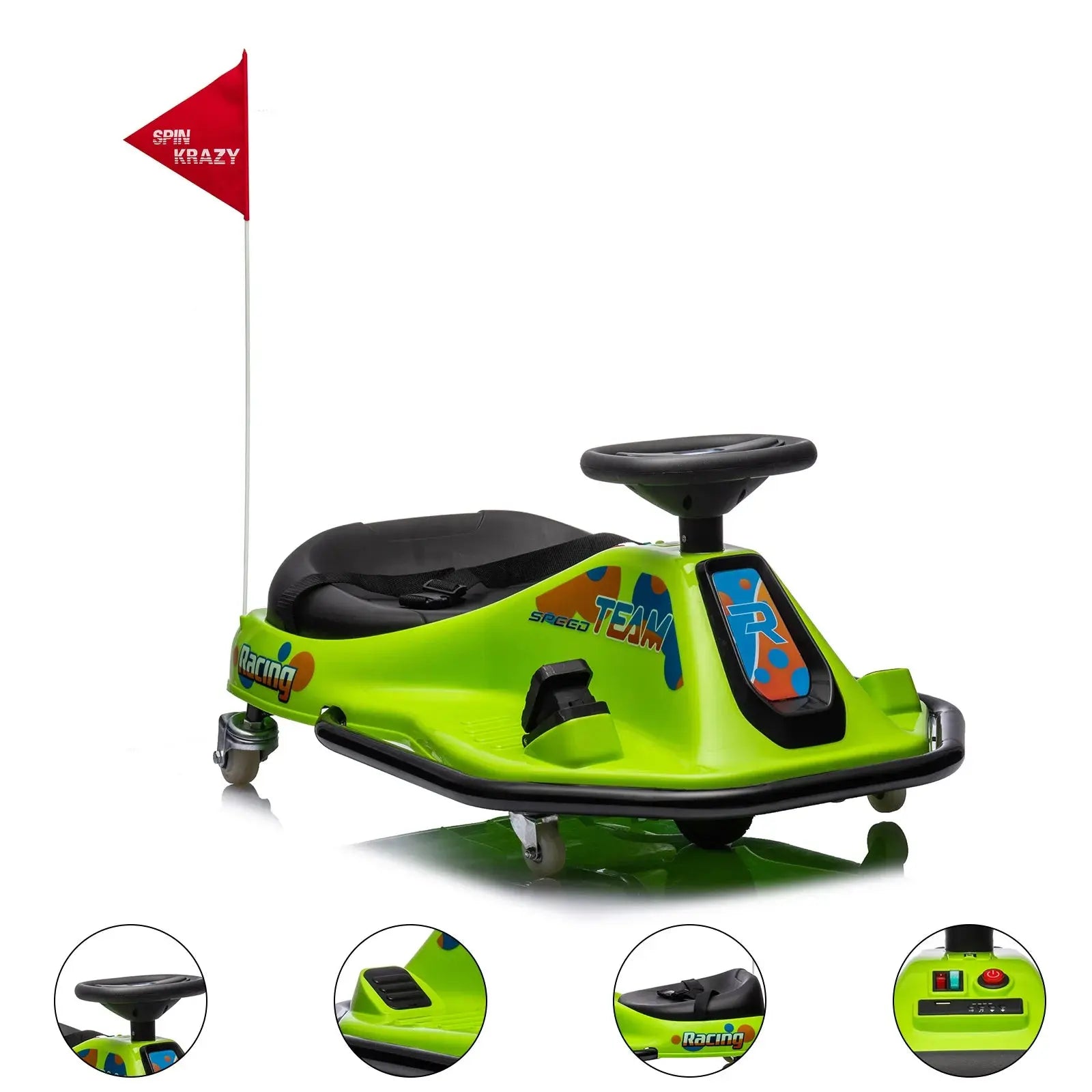 24V Electric Go Kart, 7Ah Drifting Car，Battery Powered Ride on Car Outdoor with 360 Degrees Rotating, Simplified Drift System Trikidsworld