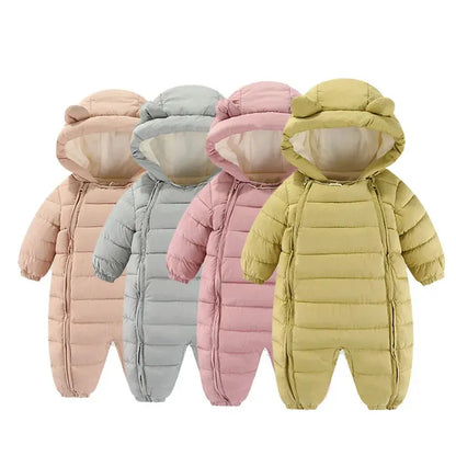 OLEKID 2025 Autumn Winter Baby Rompers Hooded Plus Velvet Warm Baby Girl Jumpsuit Toddler Boys Overalls Infant Newborn Sleepwear Trikidsworld