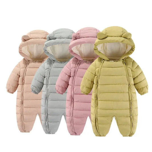 OLEKID 2025 Autumn Winter Baby Rompers Hooded Plus Velvet Warm Baby Girl Jumpsuit Toddler Boys Overalls Infant Newborn Sleepwear Trikidsworld