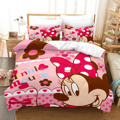 Mickey Minnie Mouse Bedding Sets Comforter Quilt Bed Cover Duvet Cover Pillow Case 2-3 Pieces Sets Kids Adult Size Trikidsworld