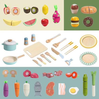 Wooden Play Food Set – 78PCS Kitchen Toy for Kids Trikidsworld