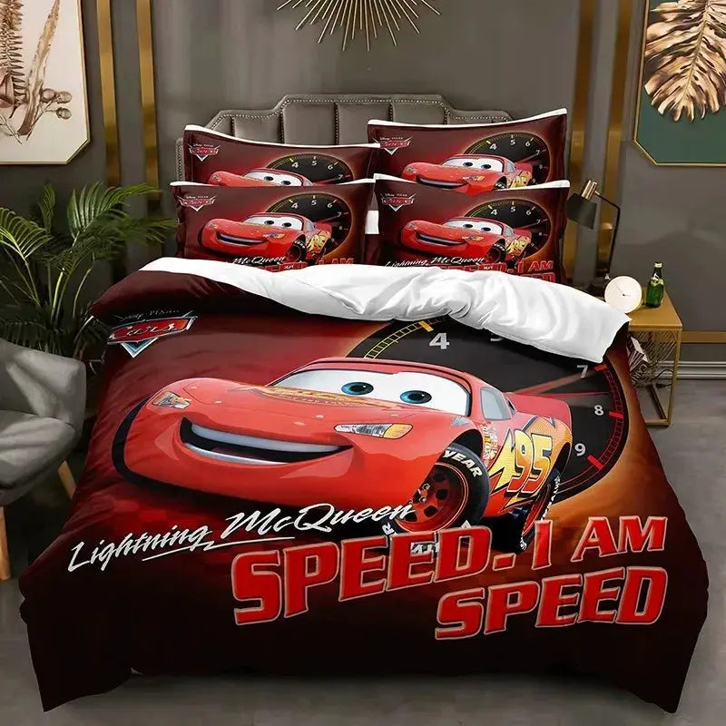 Cartoon Cars Bedding Set Lightning McQueen Duvet Cover Boy's Bedclothes Bed Linen Gift for Kids Trikidsworld