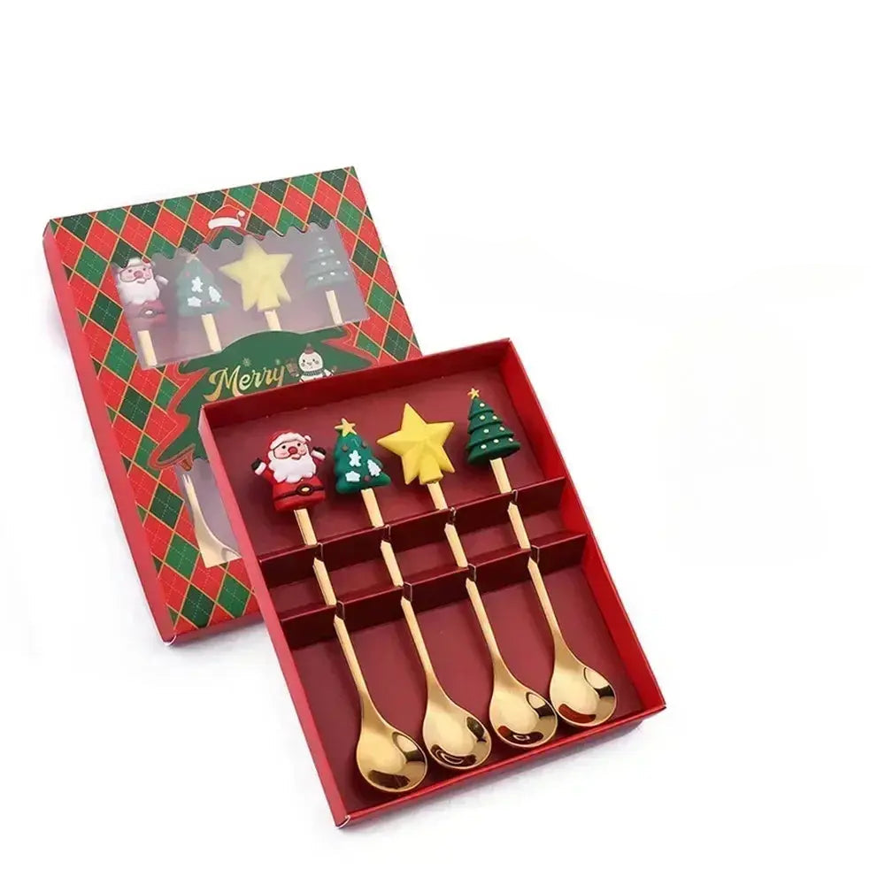 Christmas Decorations Home Christmas Table Decor Stainless SpoonsFork Cutlery Set Elk Xmas Tree New Year 2026 Navidad 2025 Gifts Trikidsworld