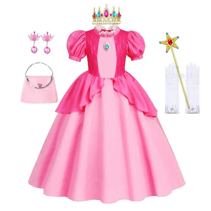 Peach Costume Girl Rosalina Dress Daisy Cosplay Children Birthday Party Dresses for Girls Trikidsworld