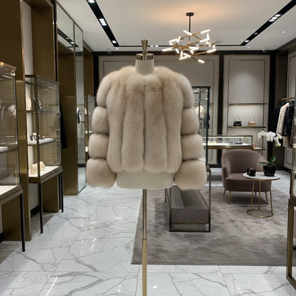 Children's fur jacket for girls  autumn and winter, vertically arranged  Kids real fox fur jacket for boys and girls, same style Trikidsworld