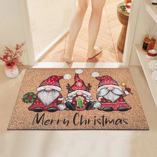 Christmas Carpet Cartoon Dwarf Door Mat Red Santa Claus Floor Mat Holiday Decoration Indoor and Outdoor Foot Mat Absorbent Mat Trikidsworld