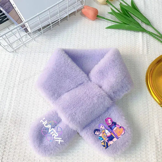 Kpop Demon Hunters Scarf Winter Warm Girl Kids Cartoon Kawaii Neck Scarve Thickened Scarf Stuffed Soft for Lady Birthday Gift Trikidsworld