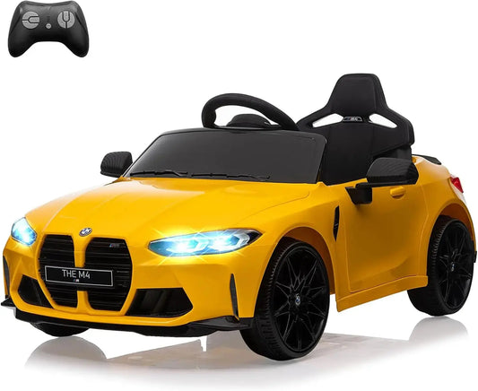 12V Ride On Car for Kids，Licensed M4 Battery Powered Vehicle Car for Boys and Girls, with Remote Control,3 Speed,Led Light (Yell Trikidsworld