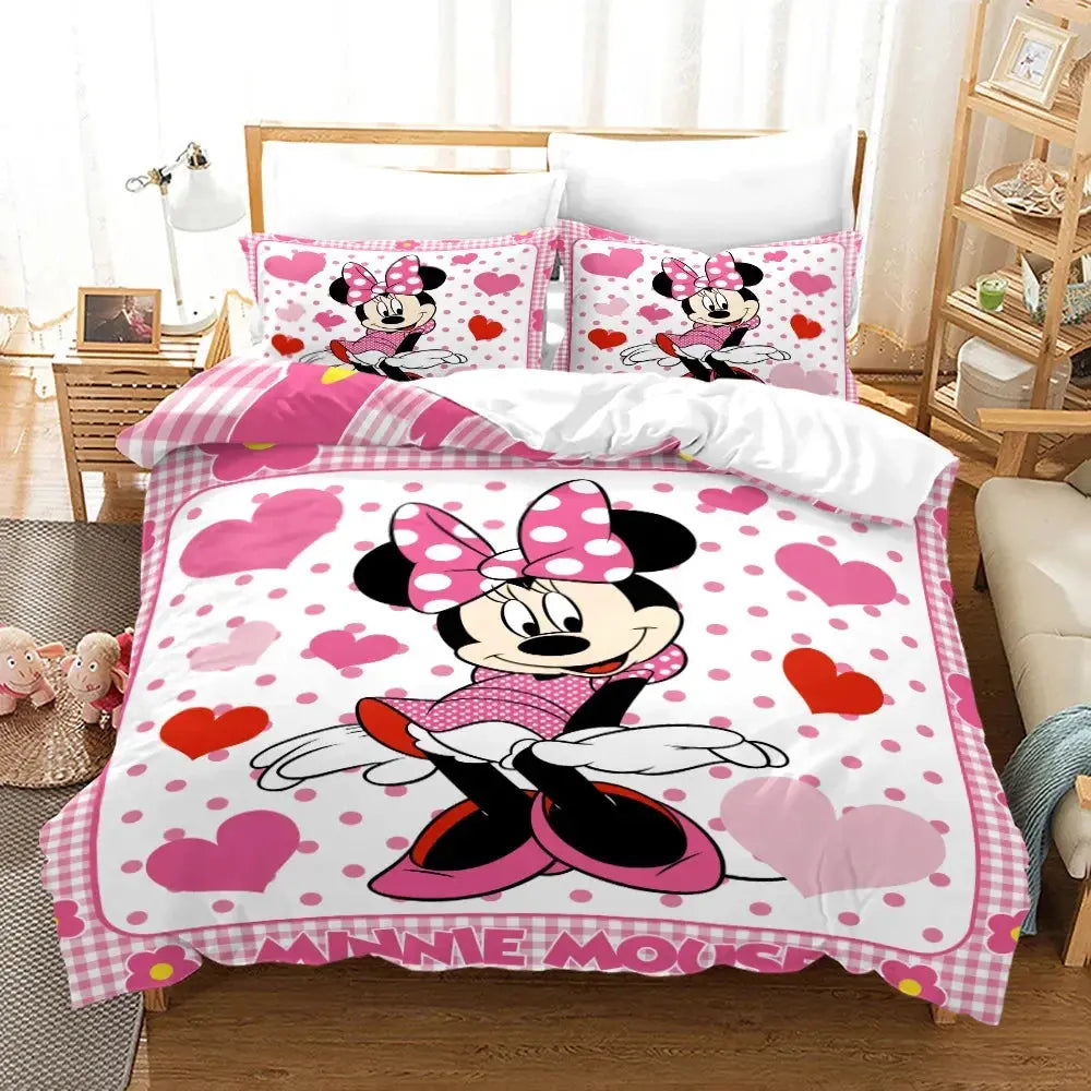 Mickey Minnie Mouse Bedding Sets Comforter Quilt Bed Cover Duvet Cover Pillow Case 2-3 Pieces Sets Kids Adult Size Trikidsworld
