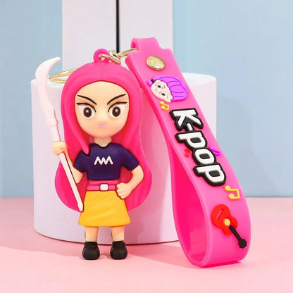 3D Printed Anime Movie Kpop Demon Hunters Girls Derpy Keychains Doll Cute Tiger Action Model Toy Collection Gifts Trikidsworld