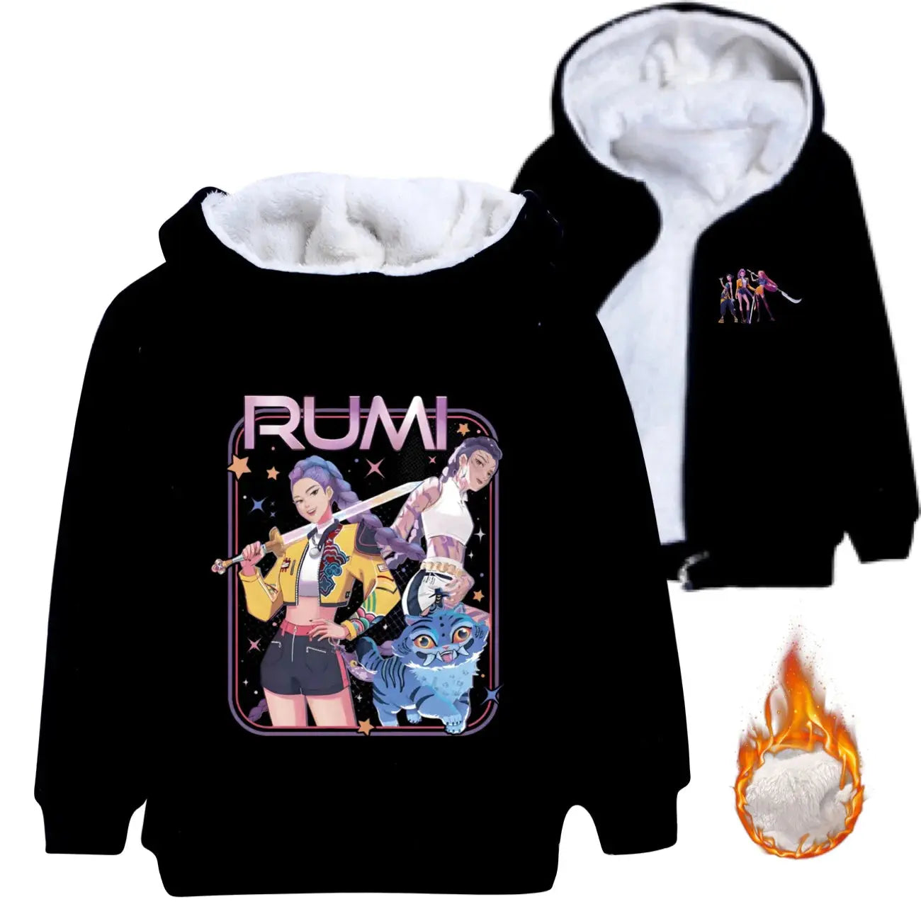 KPop Demon Hunters Rumi Teen Boys Girls Zipper Hoodie Jacket Pullover Sweatshirt Children's Hoody Coat Winter Christmas Gift Trikidsworld