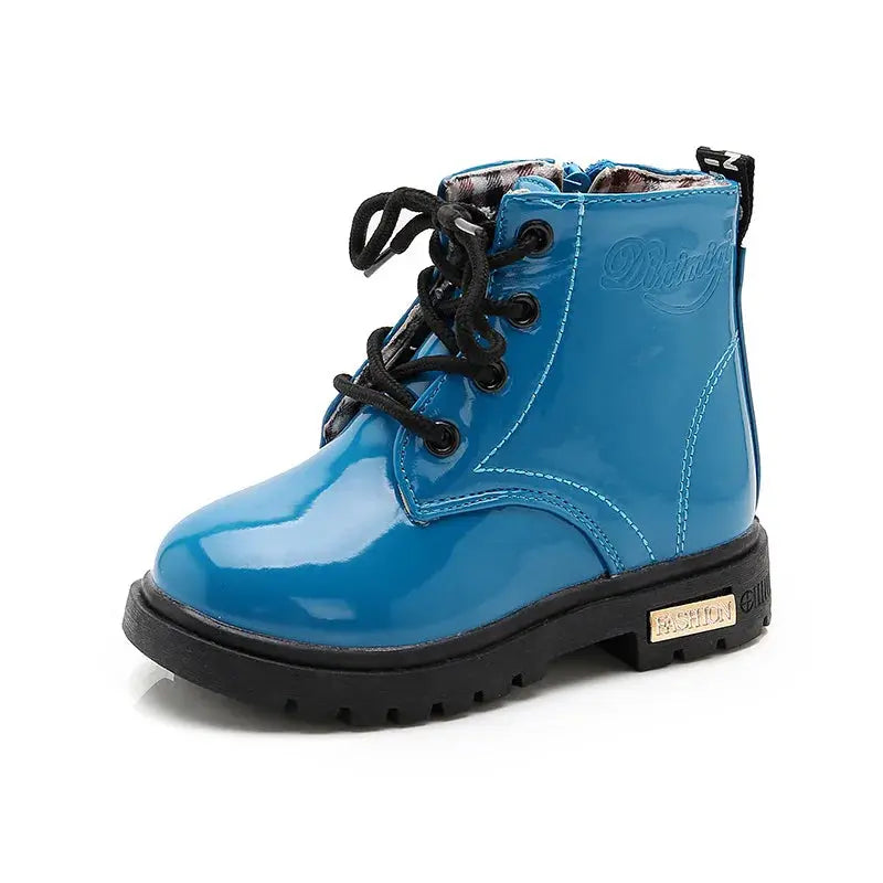 Children Ankle Shoes PU Leather Waterproof Tide Kids Rubber Boots Girls Boys Fashion Boots Anti-Slippery Spring Autumn 2024 Trikidsworld