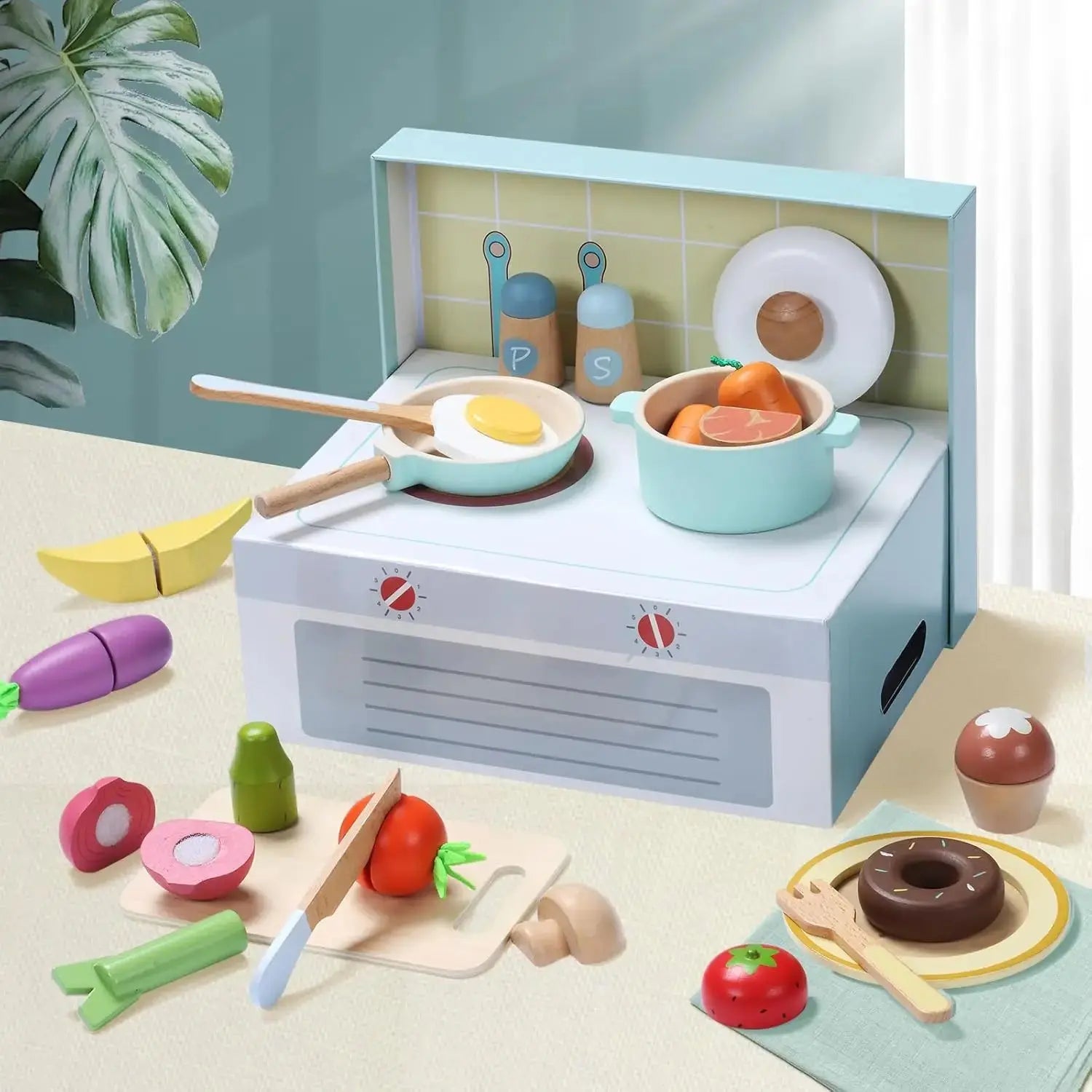 Wooden Play Food Set – 78PCS Kitchen Toy for Kids Trikidsworld
