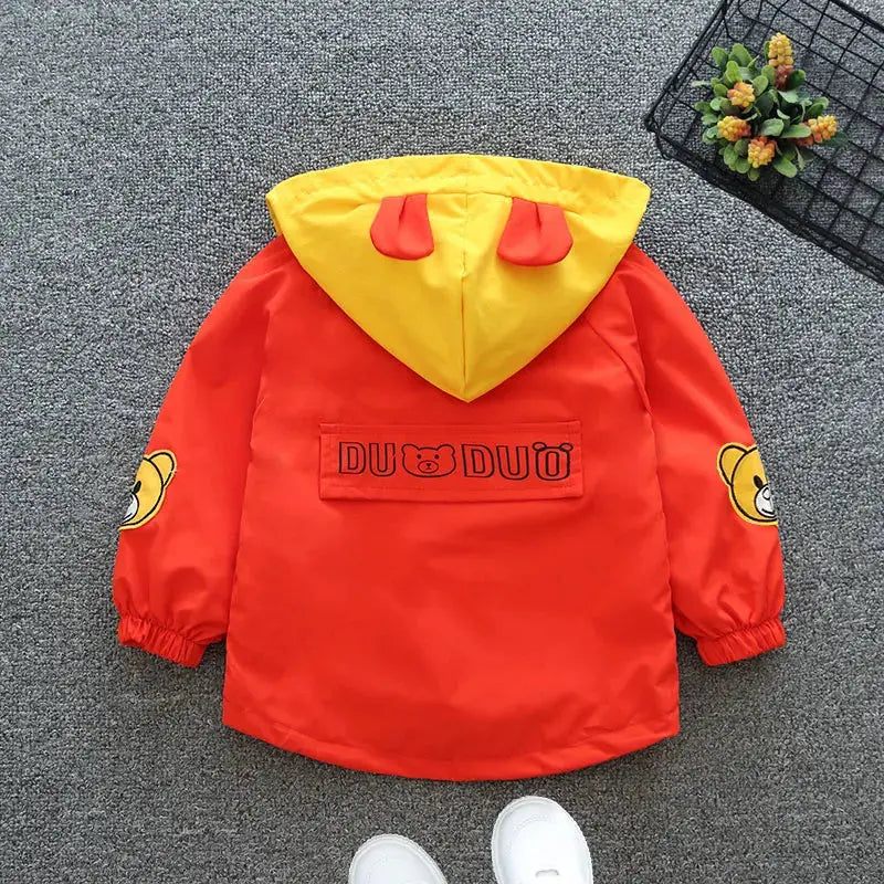 Color - Blocked Spring - Autumn Jackets with Cartoon Teddy Bear Design for Boys and Girls Aged 3 - 10 Trikidsworld