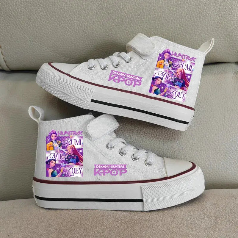Children's Canvas Shoes High-Top Kpop Demon Hunter Girls Sneakers Breathable Kids sports Shoes Student Running Tennis Shoe Trikidsworld
