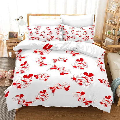 Mickey Minnie Mouse Bedding Sets Comforter Quilt Bed Cover Duvet Cover Pillow Case 2-3 Pieces Sets Kids Adult Size Trikidsworld