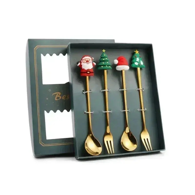 Christmas Decorations Home Christmas Table Decor Stainless SpoonsFork Cutlery Set Elk Xmas Tree New Year 2026 Navidad 2025 Gifts Trikidsworld