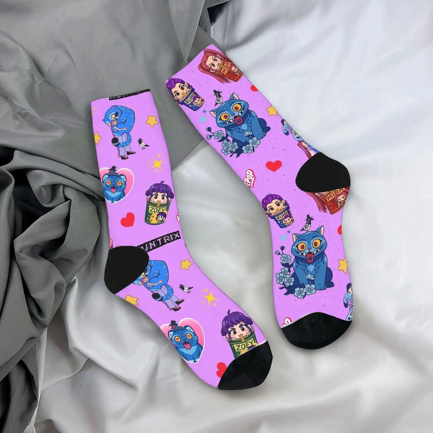 Baby Saja KPop Demon Hunters Chibi Art Stockings Custom Leisure Socks Autumn Non Skid Socks Men Outdoor Sports Medium Soft Socks Trikidsworld