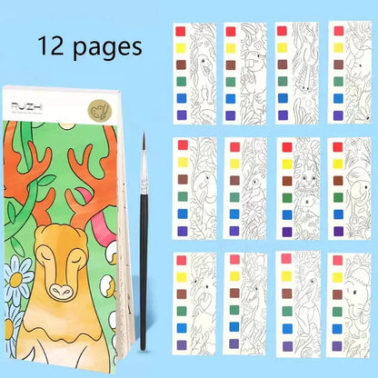 12 pages Children's Watercolor Coloring Book,Drawing Toys For Children Birthday, Thanksgiving, Halloween, Easter, Christmas gift Trikidsworld