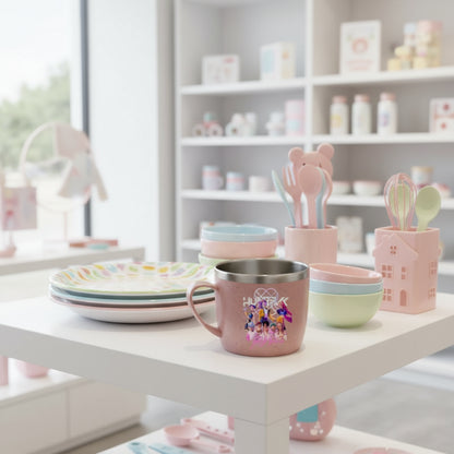 KPop Demon Hunters 304 Stainless Steel Mouth Cup Wheat Straw Element Cute Water Cups Household Anti-scalding Drinking Glass Gift Trikidsworld