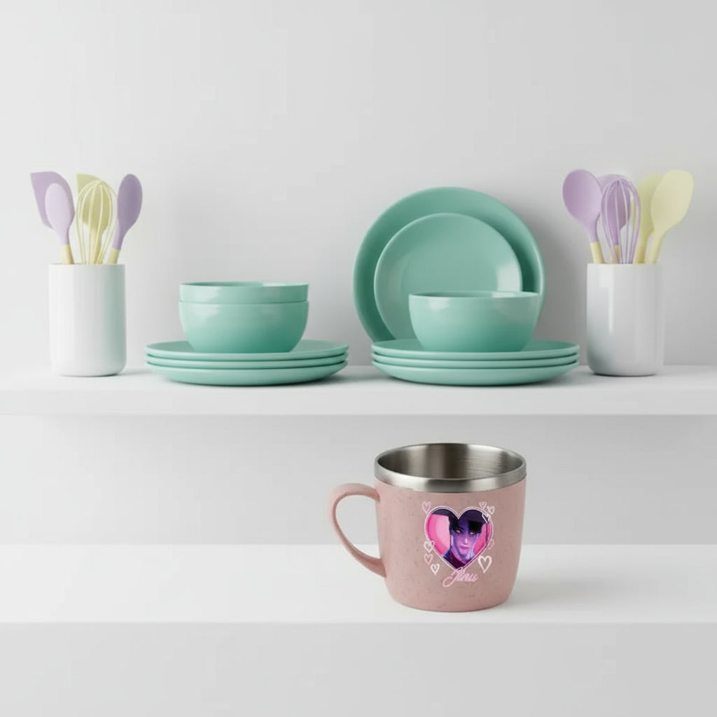 KPop Demon Hunters 304 Stainless Steel Mouth Cup Wheat Straw Element Cute Water Cups Household Anti-scalding Drinking Glass Gift Trikidsworld