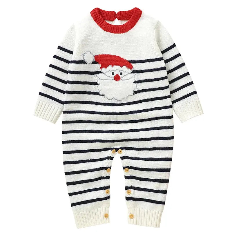 2025 Christmas Baby unisex Jumpsuit Green Newborn Cute Clothes Autumn Winter Boys Girls Round Neck Christmas Gift Knit Bodysuit Trikidsworld