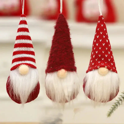 3pcs Christmas Gnomes Plush Santa Doll Knitted Fabric Xmas Tree Hanging Ornaments Gonk Dwarf Elf Decoration Gifts New Year Trikidsworld