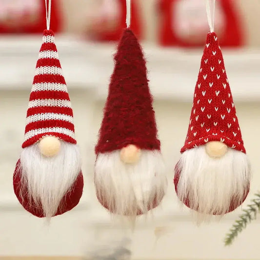 3pcs Christmas Gnomes Plush Santa Doll Knitted Fabric Xmas Tree Hanging Ornaments Gonk Dwarf Elf Decoration Gifts New Year Trikidsworld
