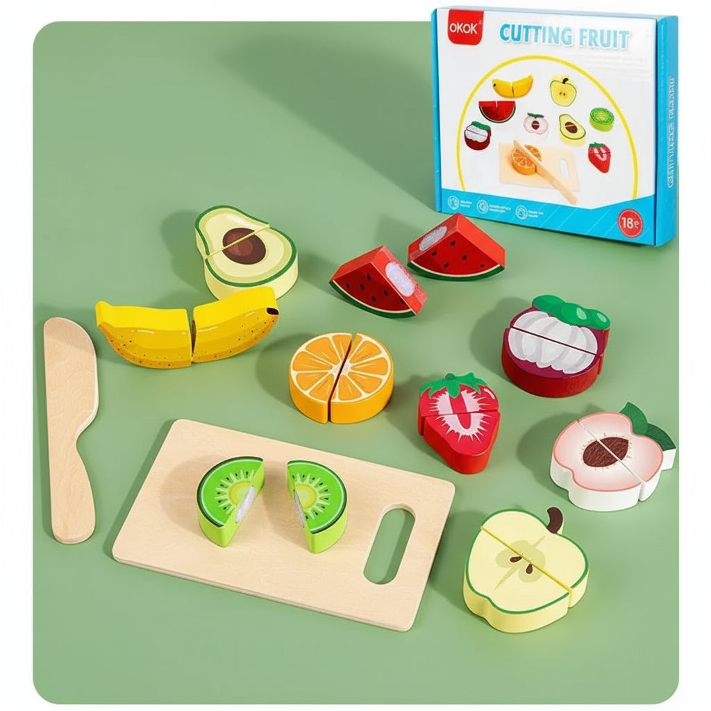 Wooden Montessori Cutting Set – Fruits, Food & Ice Cream Trikidsworld