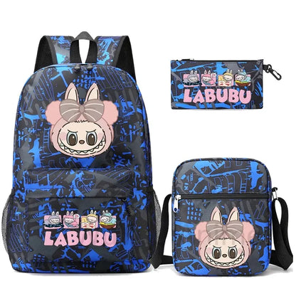 3Pcs/set Cartoon Printed Backpack Teenager Student Boy Girl Schoolbag Larger Capacity Bagpack Travel Bag Kid Gift Mochila Trikidsworld