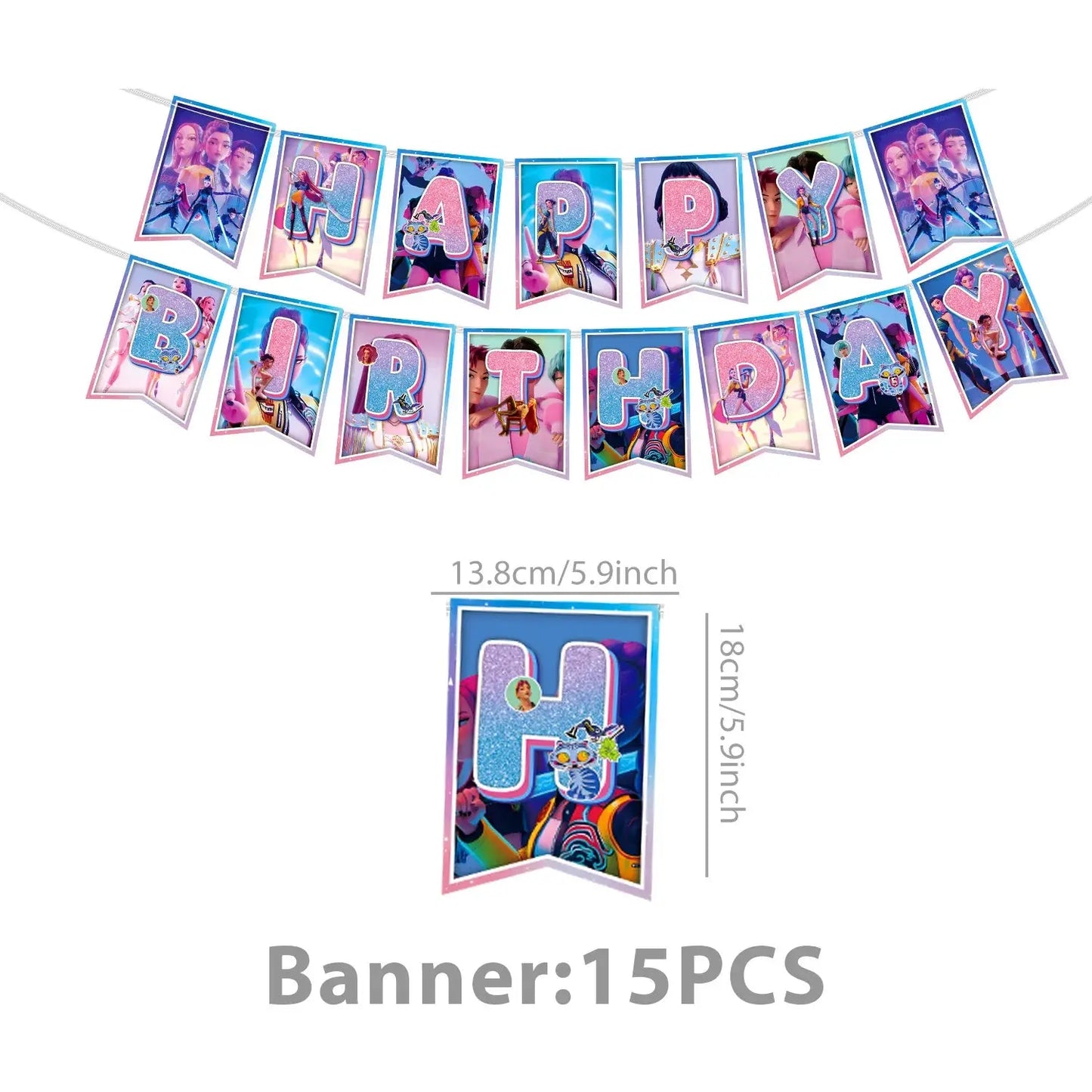 Demon Hunters Birthday Party Decor Tableware Banner Decorations Cake Topper Balloon Girl Kid Korean Kpop Anime Party Supplie Set Trikidsworld