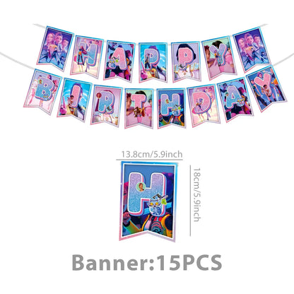 Demon Hunters Birthday Party Decor Tableware Banner Decorations Cake Topper Balloon Girl Kid Korean Kpop Anime Party Supplie Set Trikidsworld