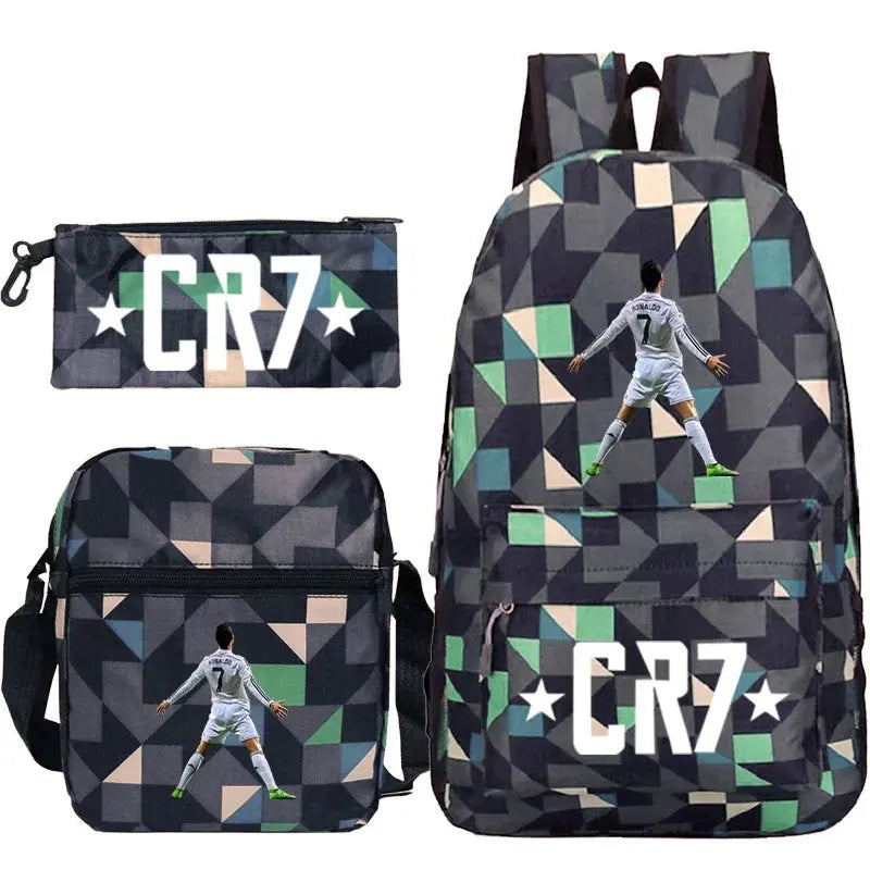CR7 3pcs Backpack Set – School & Travel Bags for All Ages Trikidsworld
