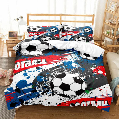 Watercolor Soccer Children Duvet Cover Set King Queen Double Full Twin Single Size Bed Linen Set Trikidsworld