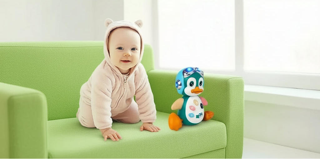 Baby Crawling Toys Musical Penguin Infant Moving Walking Dancing Toys with Light Toddler Interactive Development Tummy Time Gift Trikidsworld