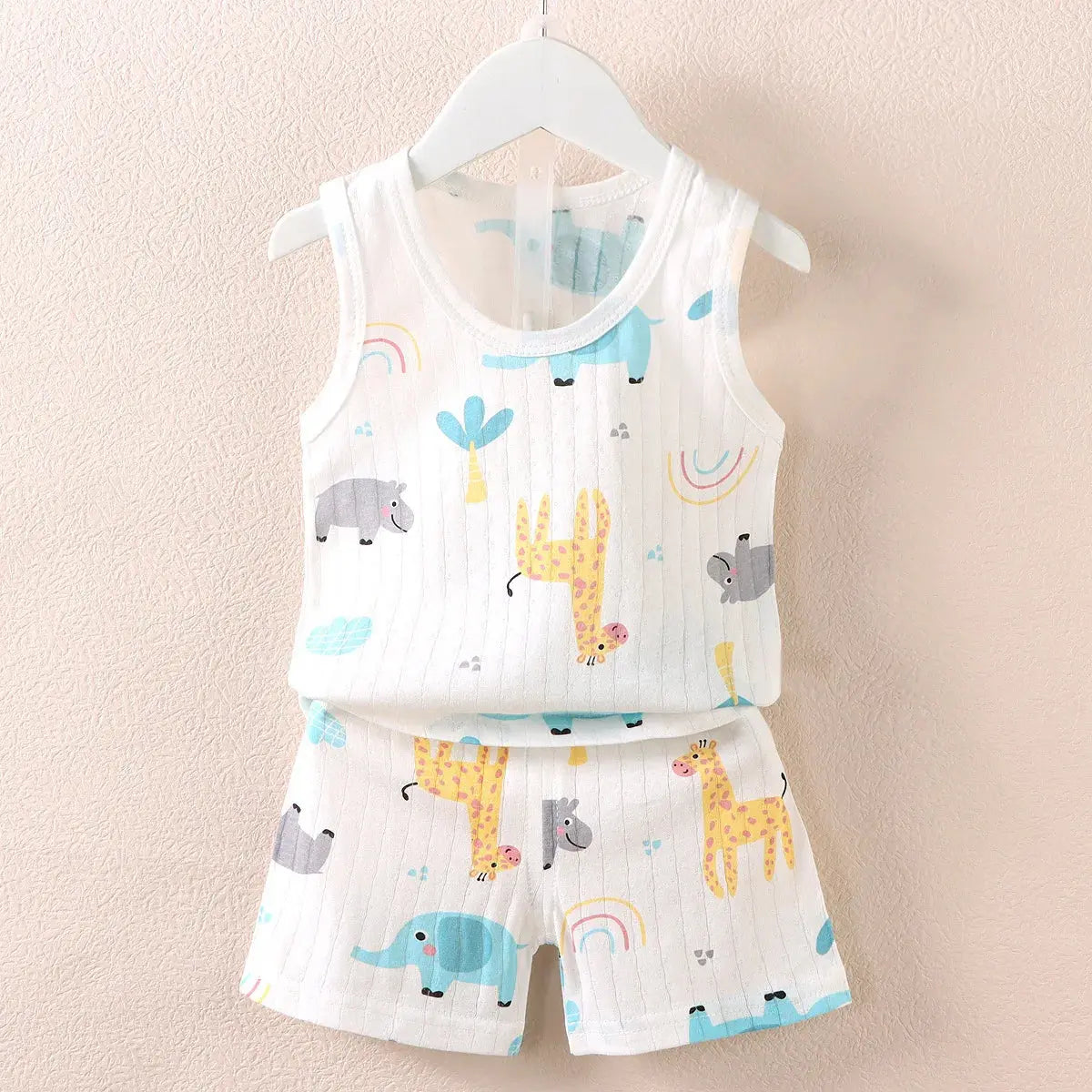 Children's Clothing Print Sleeveless Tops Shorts Cute Breathable Kids Summer Vest Shorts Set Tank Top for Baby Clothing Children Trikidsworld