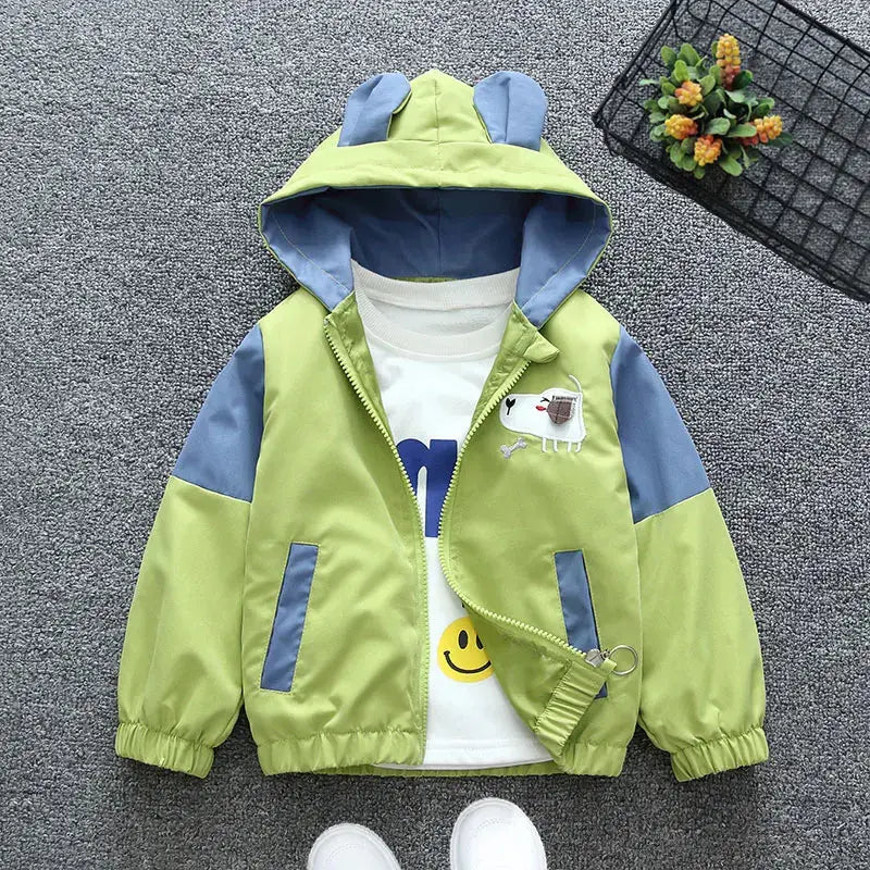 Spring - Autumn Jackets with Puppy Patterns for 3 - 10 - Year - Old Boys and Girls, Hooded with Ear - like Decorations Trikidsworld