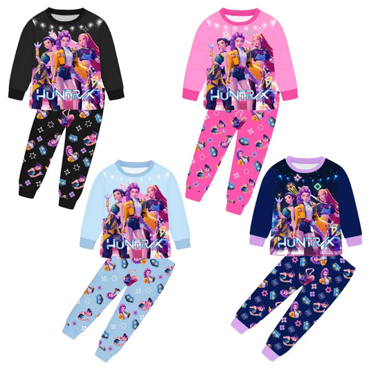 Anime Kpop Demon Hunters Zoey Costume Kids Huntrix Rumi Girls Tshirt Pants Sets Autumn Pajamas for Children's Clothing 3-14Years Trikidsworld