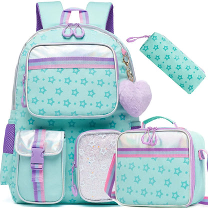 Meetbelify Backpack for Girls Schoolbag Aesthetic Backpack for Elementary Student Teen Girls Bookbag with Lunchbox and Penbag Trikidsworld