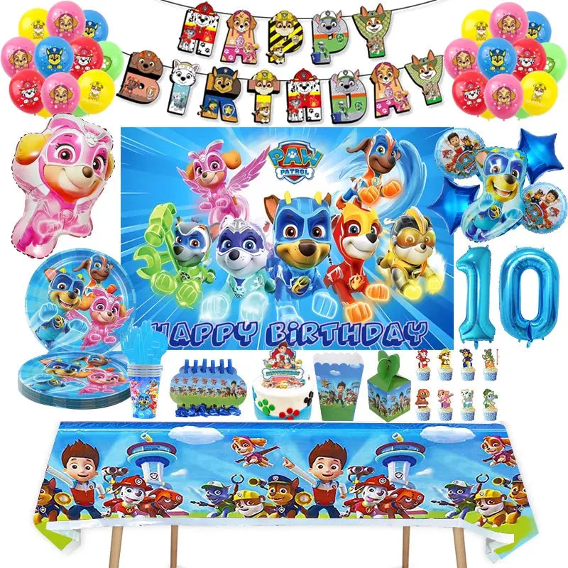 Paw Patrol Birthday Party Decoration Baby Shower Boys Girl Tableware Supplies Cup Tablecloth Numbers Balloon Cake Backdrop Gifts Trikidsworld